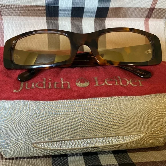 Judith Lieber Handmade in Italy Tortoise Crystal Encrusted Sunglasses